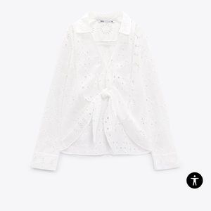 NWT Zara Embroidered knitted white blouse